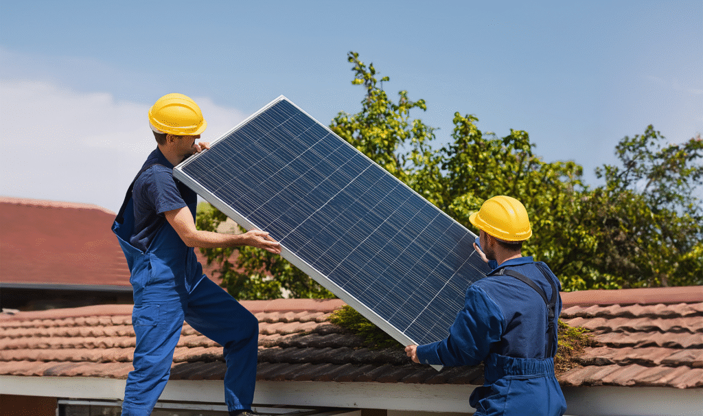 Commercial solar panel installation on a business rooftop by Xnergs, India